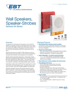Edwards EST Genesis G4 Series Speakers & Speaker-Strobes Manual Cover
