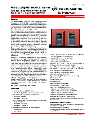 Fire-Lite MS-5UD and MS-10UD Series Manual Cover