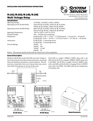 R-10E, R-20E, R-14E and R-24E Multi Voltage Relays thumbnail
