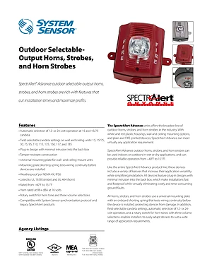 SpectrAlert Advance Outdoor Horns, Strobes, and Horn Strobes thumbnail